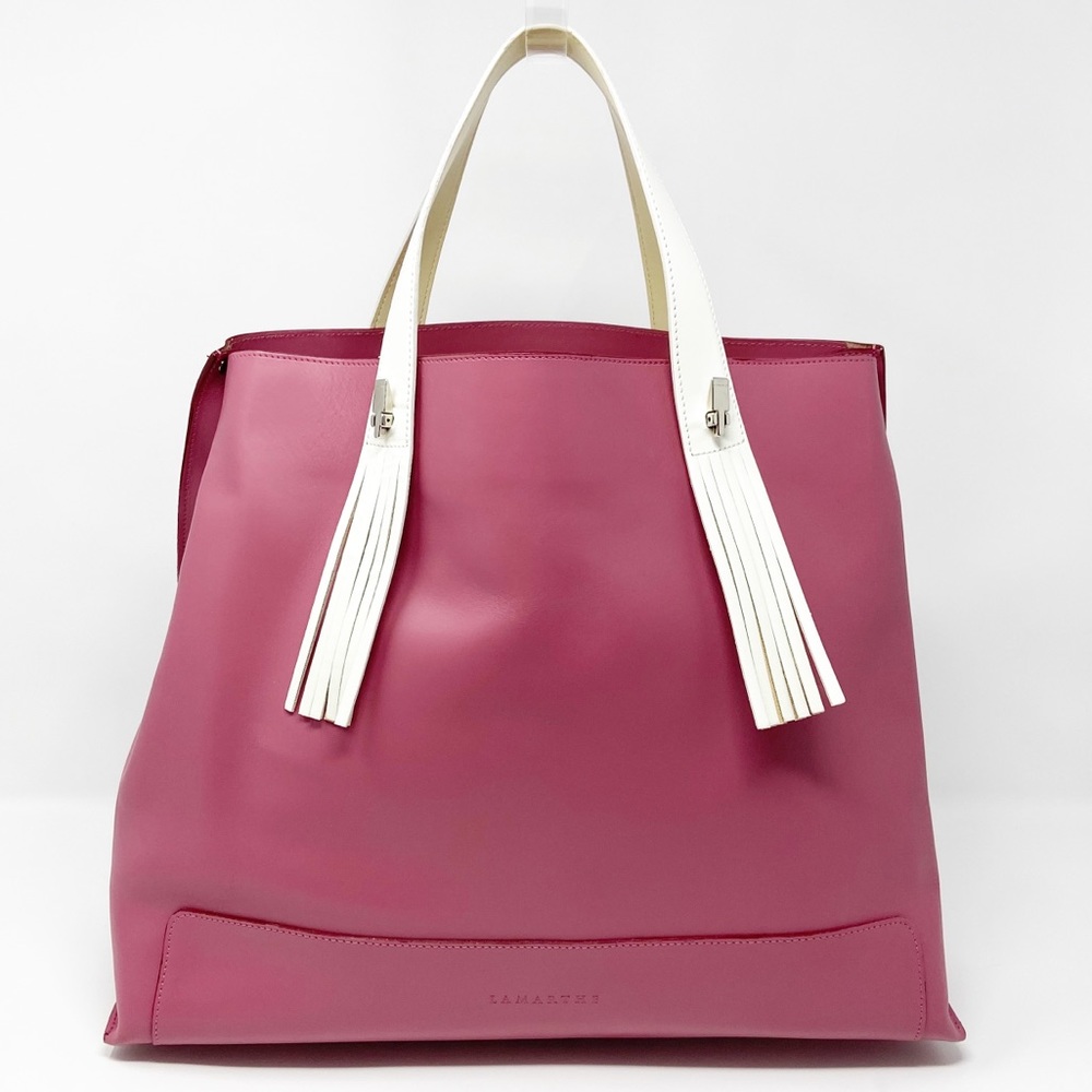 Vintage Lamarthe Paris pink mauve leather tote bag